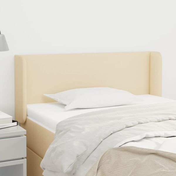 vidaXL Uzglavlje s u&scaron;ima krem 93x16x78/88 cm od tkanine