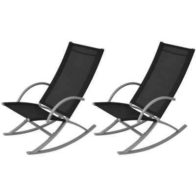 vidaXL Vrtne stolice za ljuljanje 2 kom čelik i tekstilen crne