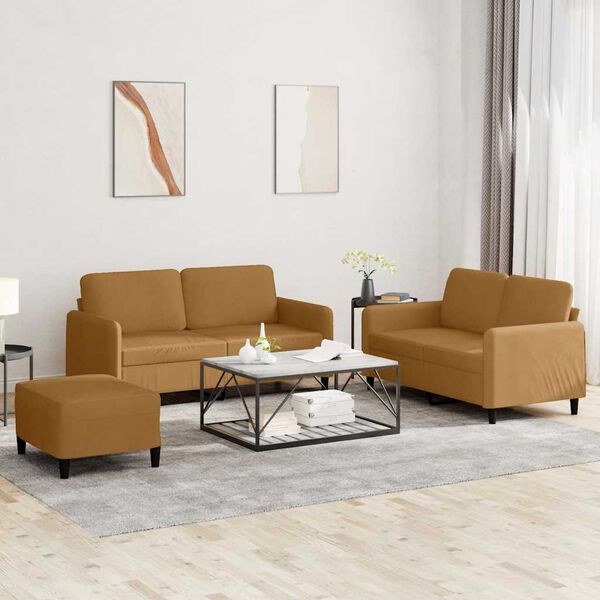 vidaXL 3-dijelni set sofa smeđi baršunasti