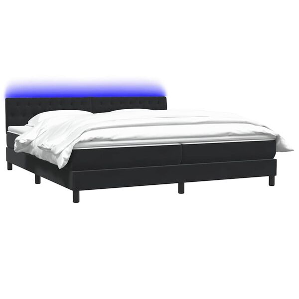 vidaXL Box Spring krevet s madracem i LED crni 180x210 cm bar&scaron;unasti