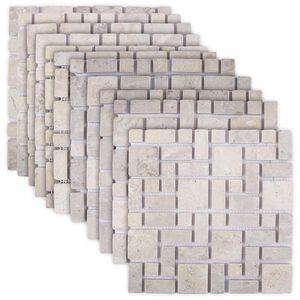 vidaXL Mozaik pločice Krem 30 x 30 cm Mramor