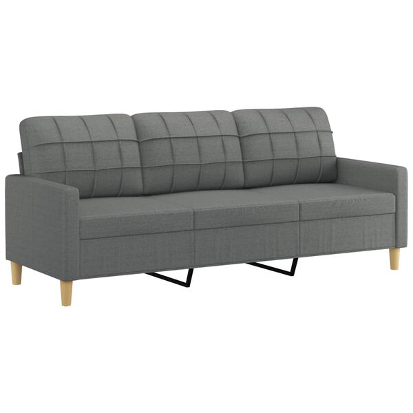 vidaXL 3-dijelni set sofa s jastucima tamnosivi od tkanine