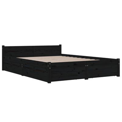 vidaXL Okvir za krevet s ladicama crni 160 x 200 cm