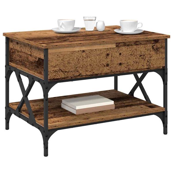 vidaXL Kava Stol Staro drvo 70x50x50cm Konstruirano drvo