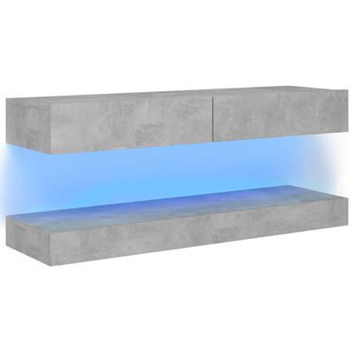 vidaXL TV ormarić s LED svjetlima siva boja betona 120 x 35 cm