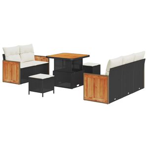 vidaXL Sjedeća garnitura za vrt 10 pcs Crna i Krema poliratan