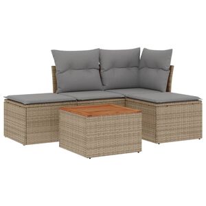 vidaXL 5-dijelni vrtni set sofa s jastucima bež od poliratana