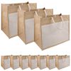 vidaXL Torbe od jute s džepom 10 Prirodna i bijela 42 x 33 x 19 cm