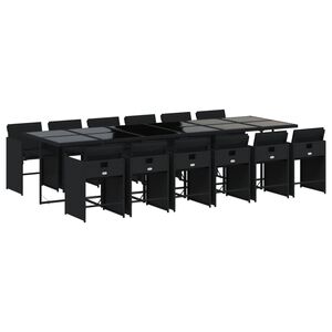 vidaXL 13-dijelni vrtni blagovaonski set s jastucima poliratan crni