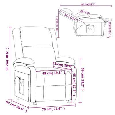 vidaXL Masažna fotelja od prave kože krem