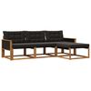vidaXL Set vanjskih sofa s jastukom 4 pcs Prirodna i crna
