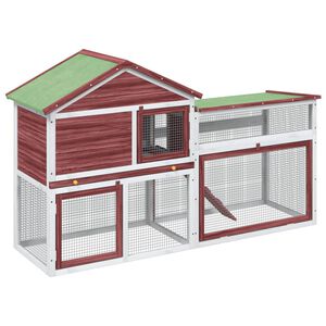 vidaXL Kavez za zečeve boja kave 185,5x60,5x109,5 cm masivna borovina