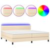 vidaXL Krevet box spring s madracem LED krem 200x200 cm od tkanine