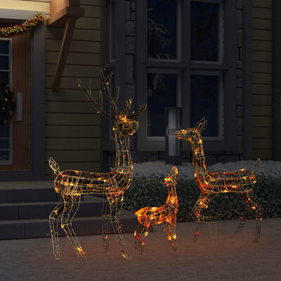 vidaXL Akrilna ukrasna božićna obitelj sobova 300 LED šarena