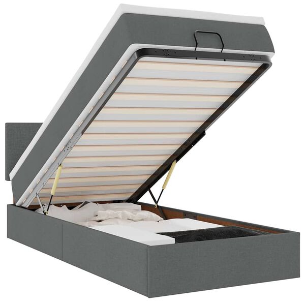 vidaXL Otomanski okvir kreveta s madraca tamnosivi 100x200cm tkanine