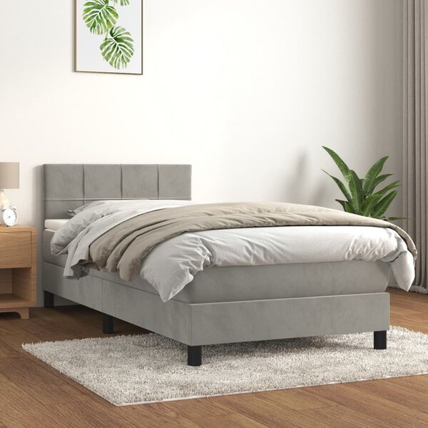 vidaXL Box spring krevet s madracem svjetlosivi 100x200 cm bar&scaron;unasti
