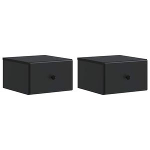 vidaXL Noćni ormarić za montažu na zid 2 pcs Crna 34,5 x 33 x 20 cm