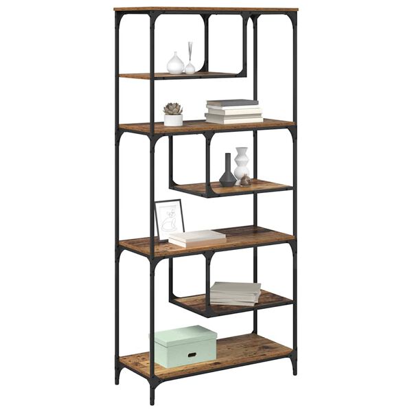 vidaXL Police za knjige Staro drvo 81 x 36 x 176 cm Konstruirano drvo