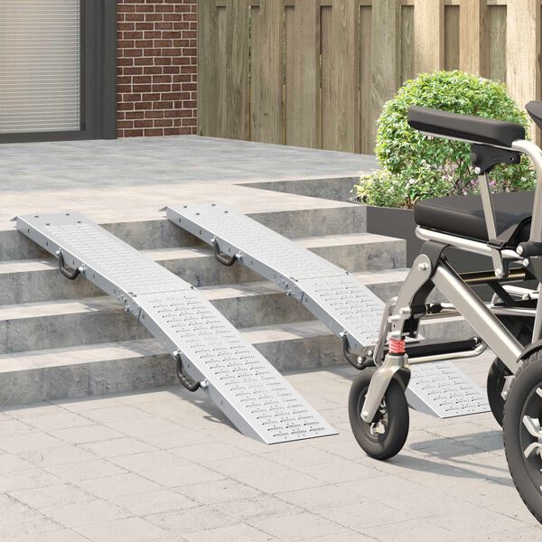 vidaXL Rampe za Utovar 2 pcs Srebrno 166 x 23 x 4,5 cm Cinkani čelik