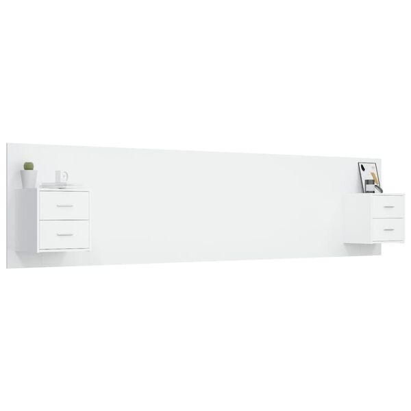 vidaXL Uzglavlje za krevet s ormarićima bijelo od konstruiranog drva