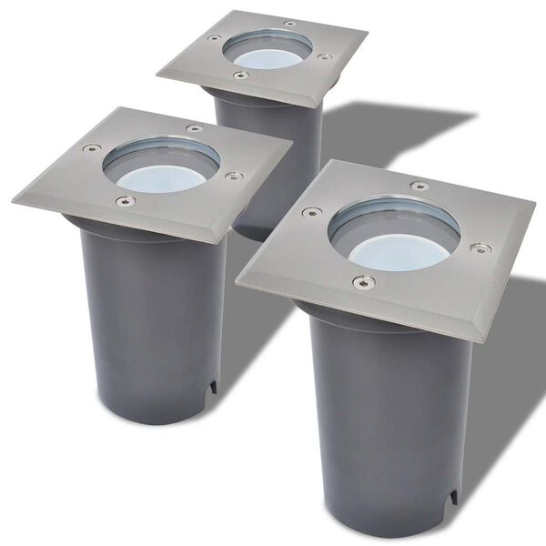 vidaXL Vanjske LED podne svjetiljke 3 kom četvrtaste