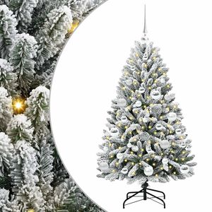 vidaXL Umjetno božićno drvce Zelena i bijela 120 cm PVC i metal