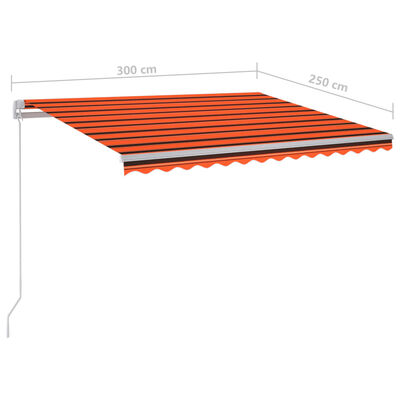 vidaXL Automatska tenda sa senzorom LED 3x2,5 m narančasto-smeđa