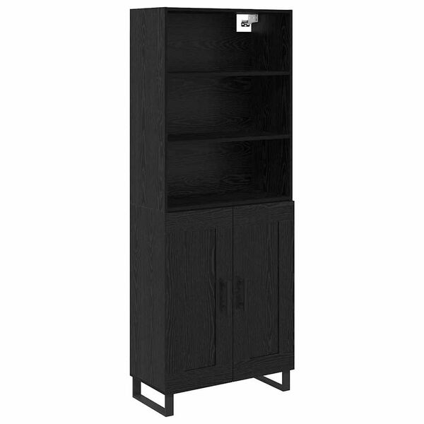 vidaXL Highboard Crni hrast 69,5 x 34 x 180 cm Konstruirano drvo