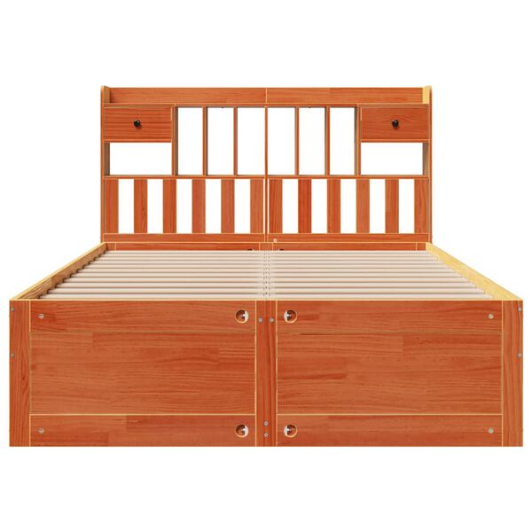 vidaXL Krevet s regalom za knjige bez madraca 140 x 190 cm od borovine