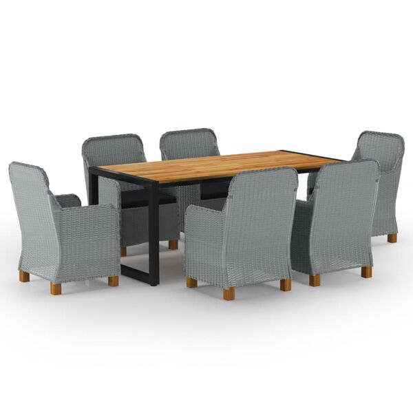 vidaXL 7-dijelni vrtni blagovaonski set svjetlosivi