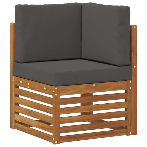 vidaXL Setovi sofa 5 pcs Prirodna i antracit Čvrsto drvo akacije