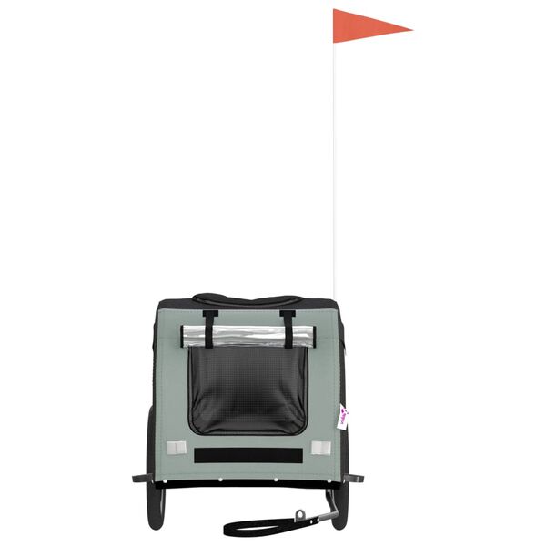 vidaXL Prikolica za bicikl za ljubimce crno-siva od tkanine i željeza