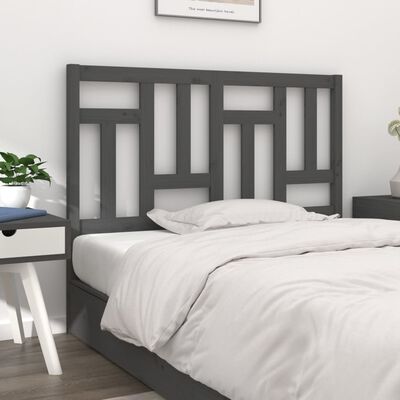 vidaXL Uzglavlje za krevet sivo 125,5 x 4 x 100 cm od masivne borovine