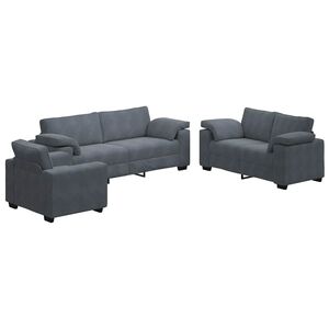 vidaXL 3-dijelni set sofa s jastucima, tamno sivi bar&scaron;un