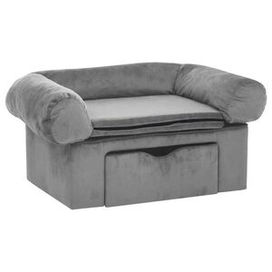 vidaXL Sofa za pse s ladicom siva 75 x 50 x 38 cm pli&scaron;ana