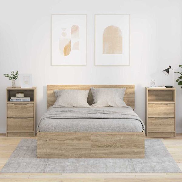 vidaXL Noćni ormarići s ladicama 2 pcs Sonoma hrast 40 x 30 x 467 cm