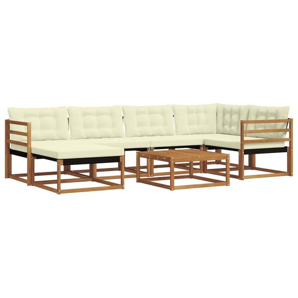 vidaXL Set vanjskih sofa 19 pcs Prirodna i krem Čvrsto drvo akacije