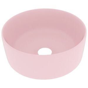 vidaXL Luksuzni okrugli umivaonik mat ružičasti 40 x 15 cm keramički