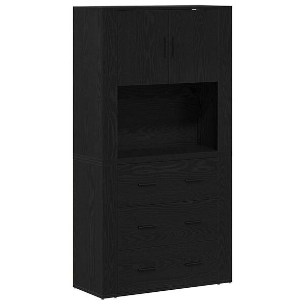 vidaXL Highboard Crni hrast 80 x 33 x 150 cm Konstruirano drvo