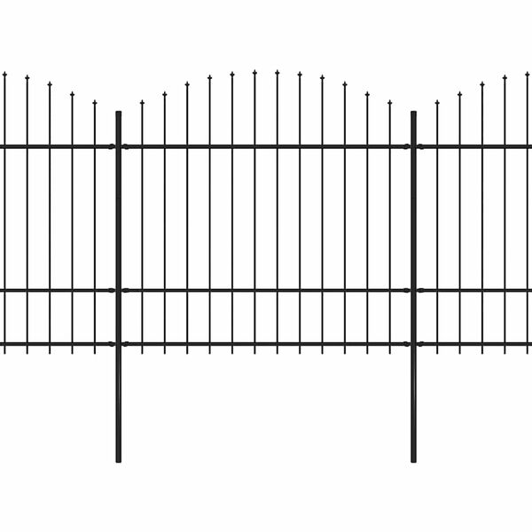 vidaXL Vrtna ograda s vrhom koplja Čelik 1426x175 cm Crna
