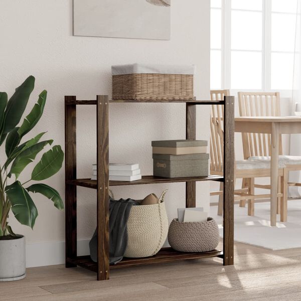 vidaXL Stalak za pohranu s 3 razine crni 80x38x90 cm masivna borovina