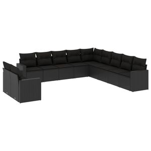 vidaXL 11-dijelni set vrtnih sofa od poliratana s jastucima crni