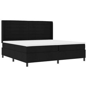 vidaXL LED Box Spring Krevet s madracem Crna 200 x 200 cm tkanina