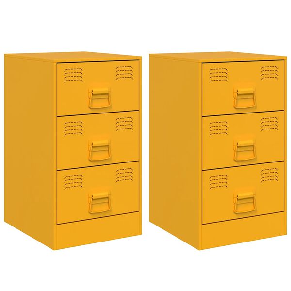 vidaXL Noćni ormarići 2 kom boja senfa 34,5 x 39 x 62 cm čelični