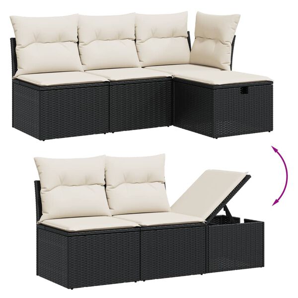 vidaXL 7-dijelni set vrtnih sofa od poliratana s jastucima crni