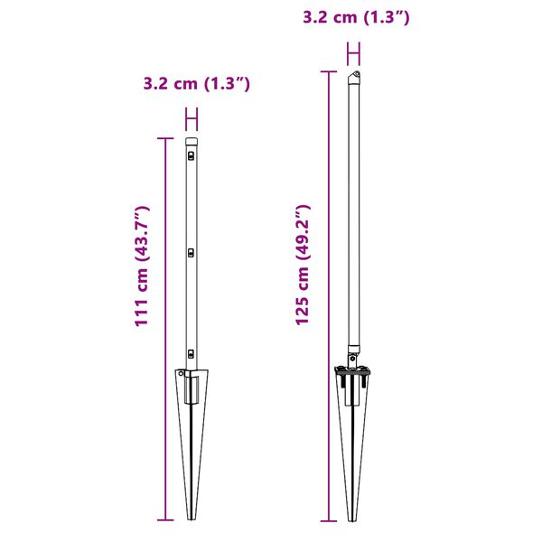 vidaXL Stup za ogradu Ostalo 26 pcs Siva 3,2 x 3,2 x 80 cm Čelik
