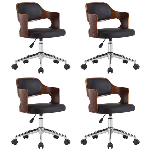 vidaXL Okretne blagovaonske stolice 4 kom od drva i umjetne kože crne