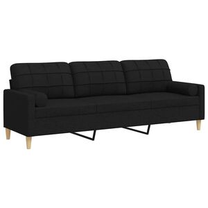 vidaXL Trosjed s ukrasnim jastucima crni 210 cm od tkanine