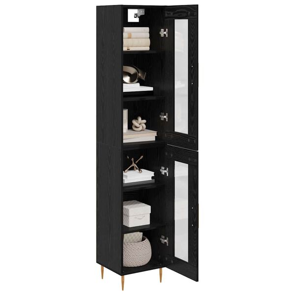vidaXL Highboard 2 pcs Crni hrast Stakl
