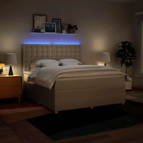 vidaXL Krevet s oprugama i madracem krem 180x200 cm od tkanine